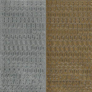 Letters & Numbers Gold Silver Peel Off Outline Stickers for Card Making Upper Case 3