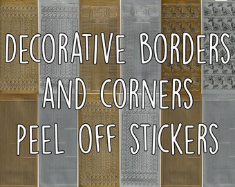 Decorative Borders and Corners Gold or Silver Peel Off Outline Stickers for Card Making