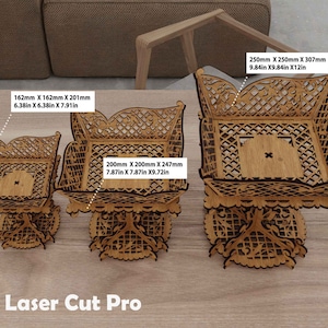 Boîte de bonbons en bois Fichiers de découpe au laser, Distributeur de stockage, Noix, Plateau d’affichage du serveur de fruits secs, Plateau-Bourgogne Svg Ai Eps PDF dxf Fichiers de découpe laser