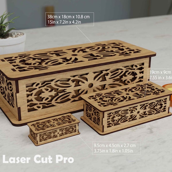 Box template, Jewelry box, make-up box, DIY, SVG, pdf, ai, Gift box, jewelery chest, wooden box, laser box,decorative box Laser Cut files