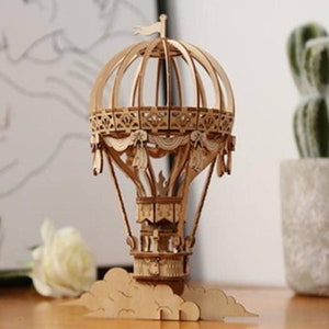 Kits de artesanato para montagem de quebra-cabeça de madeira 3D, brinquedos românticos, presentes para adultos, adolescentes, meninos e meninas - balão de ar quente (140 peças)