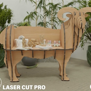 Arquivo cortado a laser em formato de ovelha, estante para livros e revistas
