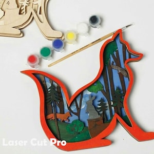 Puzzle Fox in legno multistrato per bambini SVG Laser Files - Modern Unique Wood wall decor