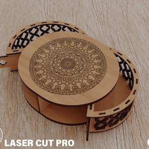 Mandala Memory Box Laser Cut Dateien: Personalisierte Schmuckbox (DXF, CNC)