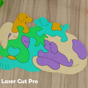 Rompecabezas de perros para niños adultos - Patrón de forma Bloquear cachorros Rompecabezas Juguete Geometría Lógica Montessori Educativo para todas las edades Archivos láser