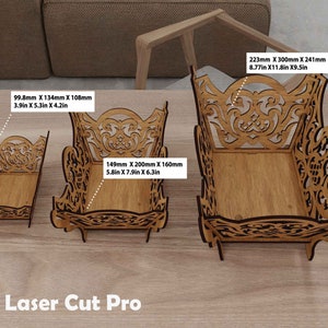 Glowforge Caja de dulces de madera Archivos cortados con láser Dispensador de almacenamiento Tuerca Servidor de frutas secas Bandeja de exhibición Bandeja-Borgoña Svg Ai Eps PDF archivos dxf