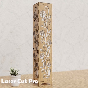 Floral Wood Lamp Shade Laser Cut Files (SVG, DXF, PDF)