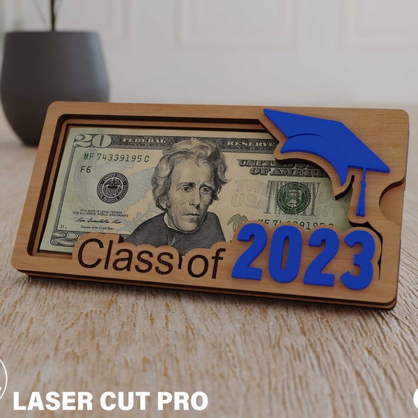 Graduation cash holder Laser Cut File - Graduation Cash Envelope Box - Gift Box for Cash - Glowforge Class Of 2023 SVG