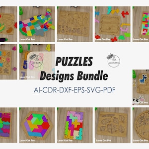 Laser Cut PUZZLE File Svg Templates Cnc and Puzzle Glowforge Files Dxf File for Kids and laser cut engraving file laser cutted wood
