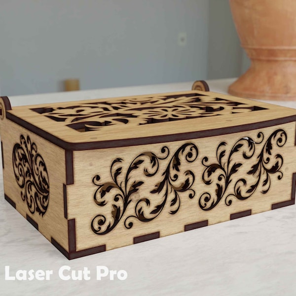 Glowforge Box Template - Jewelry and Candy Box - DIY - SVG, Cdr, PDf, Ai - Gift Box - Jewelry Chest - Wooden Laser Box - Decorative Box