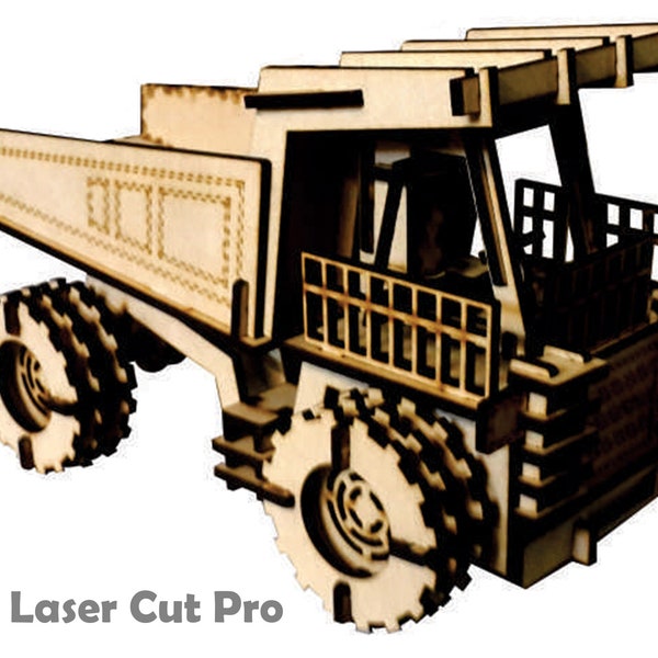 3D Wooden   Dump Truck Puzzle Laser Cut files, Scale Mechanical Vehicle Model Building Kits, Best Toys Gift for Adults & Teens