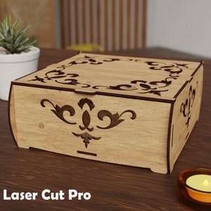 Laser Cut Box with Flip Up Lid - Storage Box Bundle 3 Sizes - Multiple Material Versions - Vector DXF & SVG files for laser cutting wood