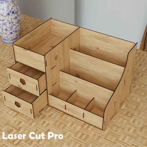 Makeup organizer with drawers Laser and cnc cut files | Jewelry Organizer box with drawer | desktop organizer