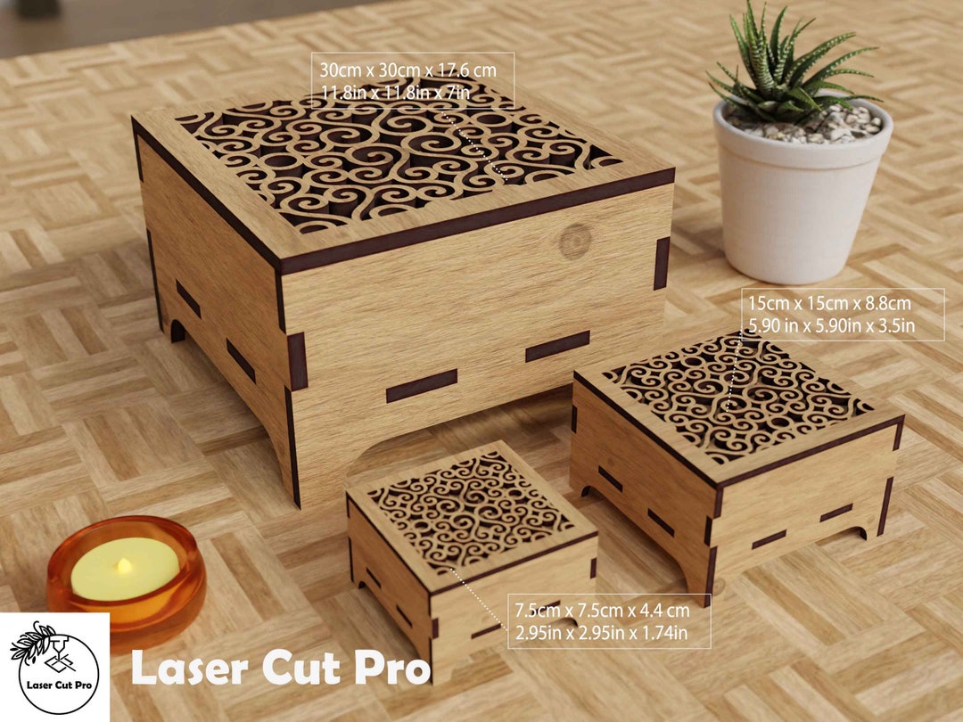 Ornaments Wooden Gift Box Laser Cut 01 Gráfico por LaijuAkter · Creative  Fabrica