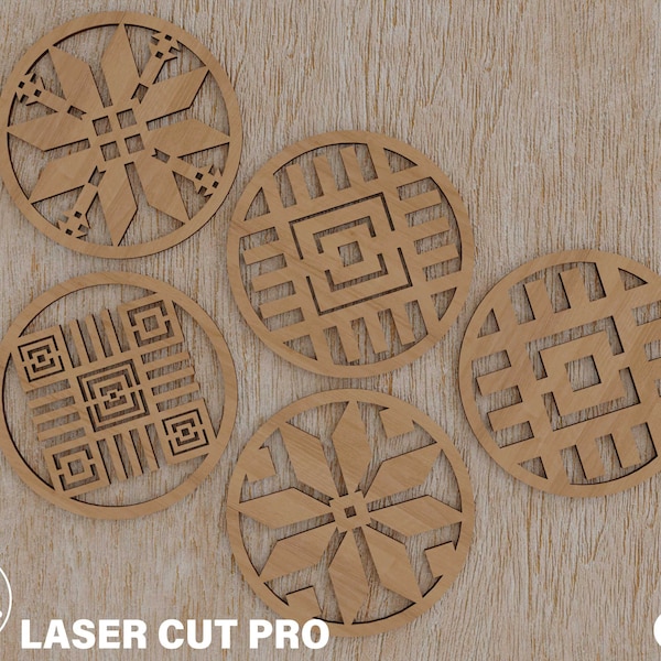 Niedliches 5er-Set Untersetzer - Laser geschnitten, Pentagon-Form für Teetasse, Kaffeetasse und Wasserglas - stilvolle Tischdekoration