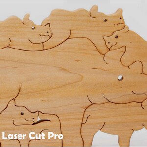 Tavolo puzzle in legno di rinoceronte - file laser personalizzati per bambini