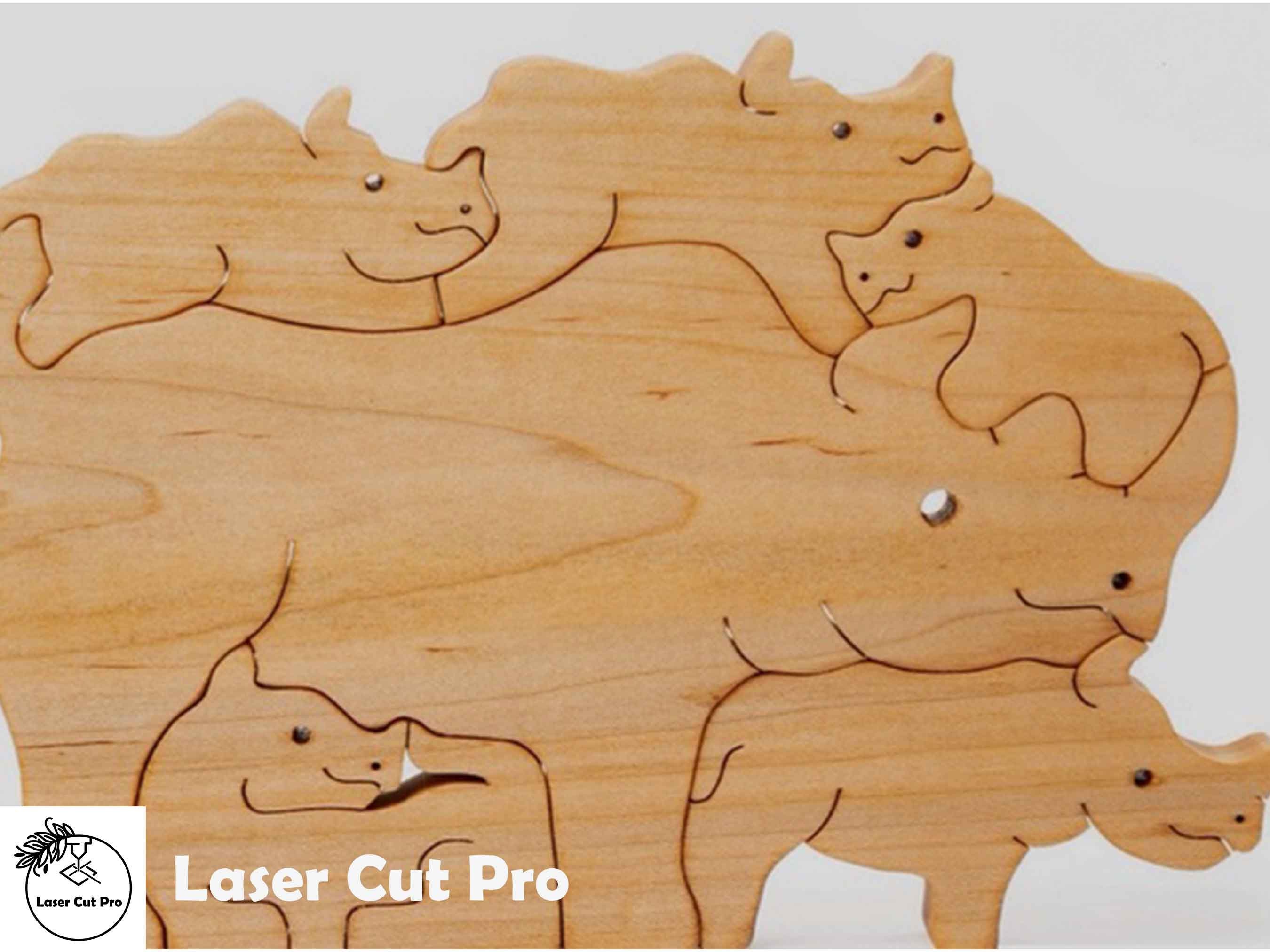 Table puzzle en bois rhinocéros - puzzle bébé personnalisé Laser Files
