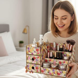 Laser Cut Makeup Organizer mit Schubladen: CNC Files (Digitaler Download)