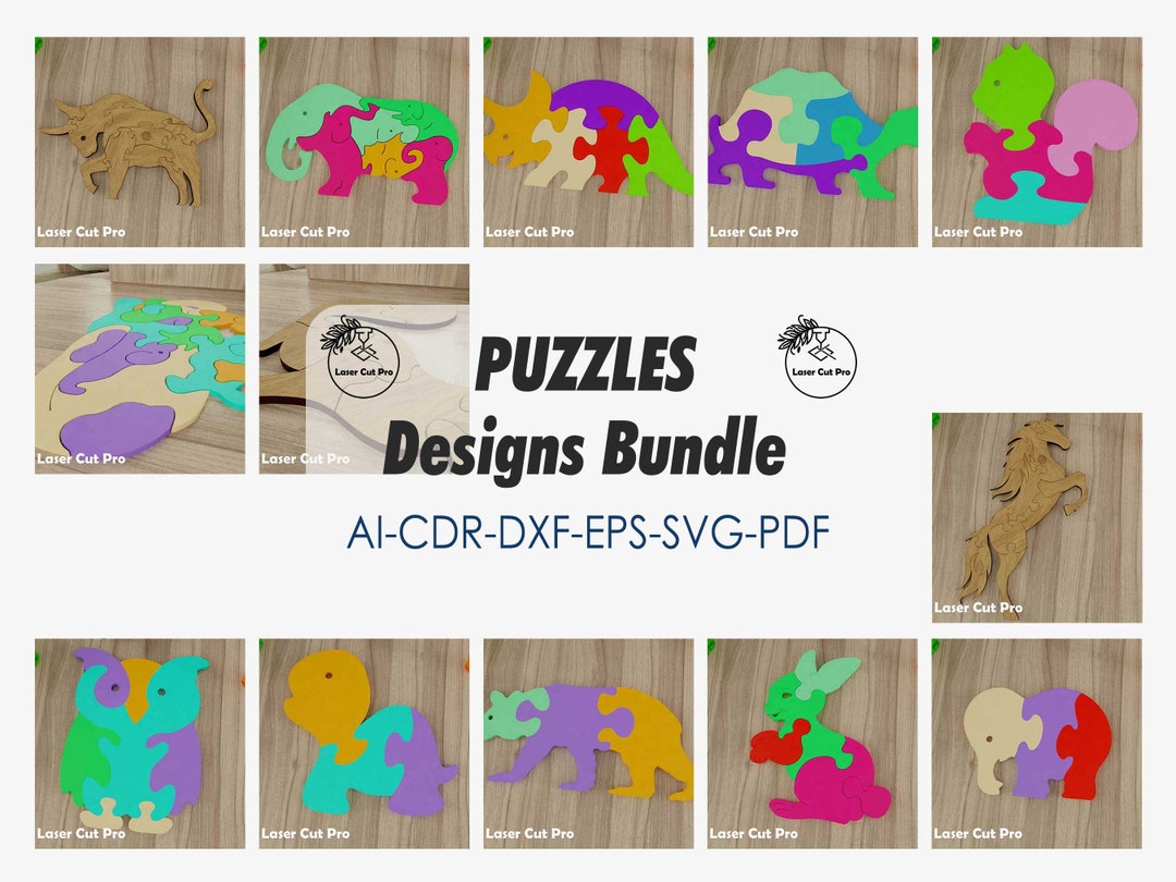 Laser Cut PUZZLE File Svg Templates Cnc and Puzzle Glowforge Files Dxf ...