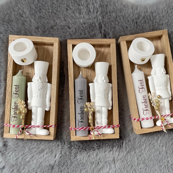 Wichtelgeschenk, Weihnachtsgeschenk, Mitbringsel Weihnachten, DIY Weihnachten, Geschenk, Geschenkset, Nussknacker, Weihnachtskerze, Christma