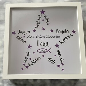 Geschenk zur Kommunion, Geschenk zur Taufe, Konfirmation, Nachtlicht, Bilderrahmen, Taufgeschenk, Leuchtrahmen, Personalisiertes Geschenk Bild 6