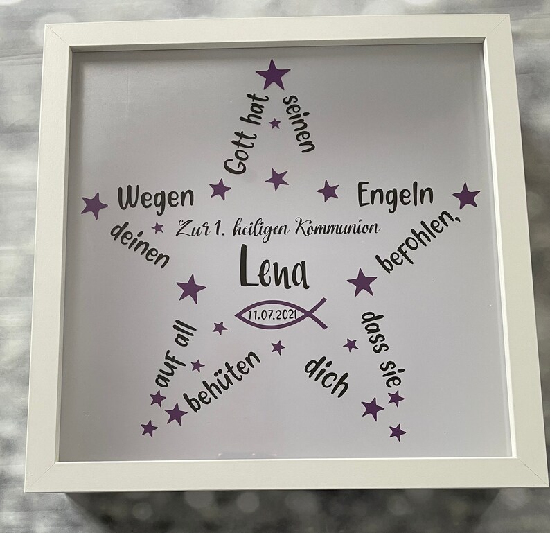 Geschenk zur Kommunion, Geschenk zur Taufe, Konfirmation, Nachtlicht, Bilderrahmen, Taufgeschenk, Leuchtrahmen, Personalisiertes Geschenk Bild 6