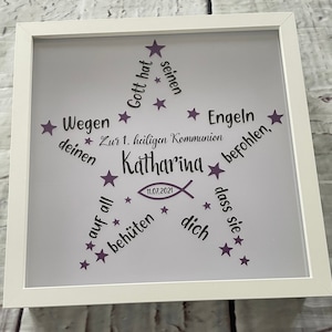 Geschenk zur Kommunion, Geschenk zur Taufe, Konfirmation, Nachtlicht, Bilderrahmen, Taufgeschenk, Leuchtrahmen, Personalisiertes Geschenk Bild 4