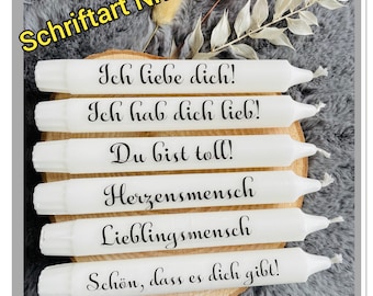 Kerze mit Botschaft, Kerze mit Text, Glückslicht, Liebesbotschaft, individuelle Kerzen, Kerzen für jeden Anlass; Geburtstag, Liebe, Geschenk