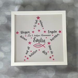 Geschenk zur Kommunion, Geschenk zur Taufe, Konfirmation, Bilderrahmen, Taufgeschenk, Personalisiertes Geschenk, Taufspruch, Taufbild, Bild