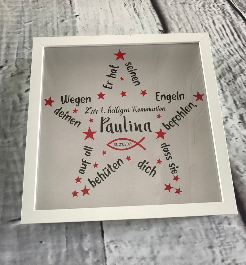 Geschenk zur Kommunion, Geschenk zur Taufe, Konfirmation, Nachtlicht, Bilderrahmen, Taufgeschenk, Leuchtrahmen, Personalisiertes Geschenk Bild 2