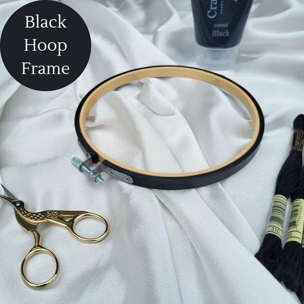 Black embroidery hoop frame, Black cross stitch hoop, decorative embroidery hoop display, 3 inch to 9 inch available