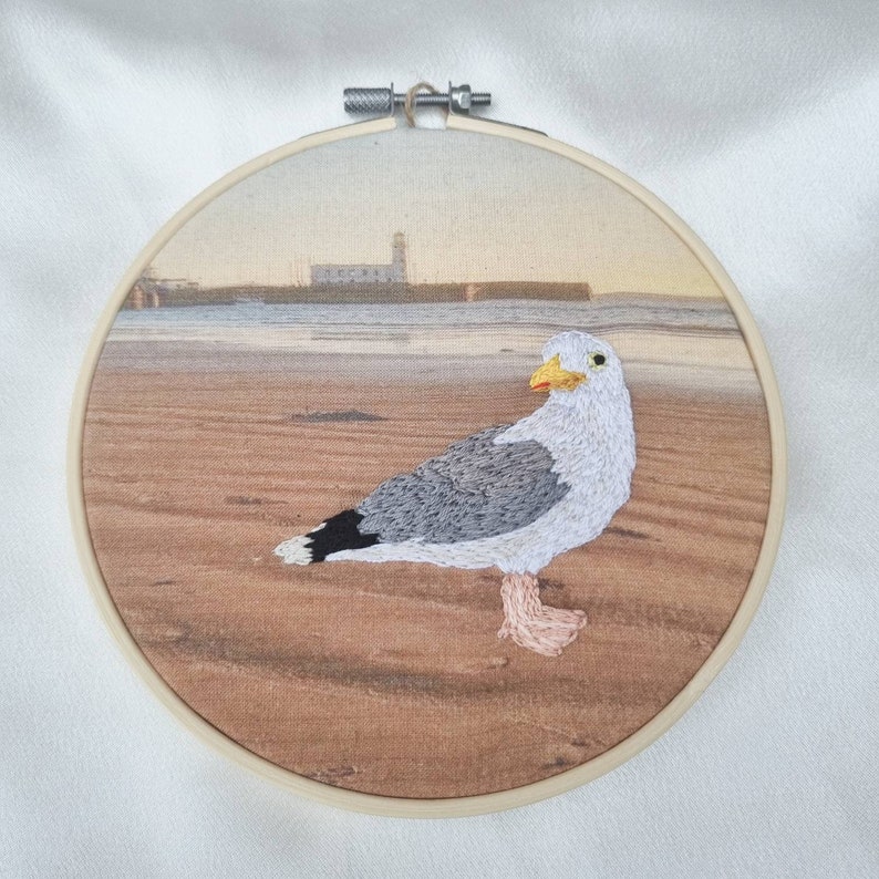 Seagull Embroidery Pattern, Scarborough Seaside Bird Embroidery Designs
