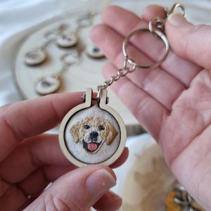 Dog keyring embroidery, custom dog keyring for mum, pet portrait keychain, pet portrait keyring, custom pet keychain, pet memorial key chain