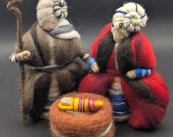 Colourful Nativity Set, Christmas, Mary Joseph Jesus, wool felt, Crèche, handmade, eco-friendly, original fibre art, fairy, fantasy, Waldorf