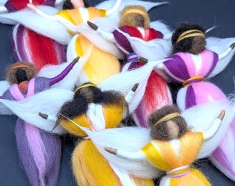 Colourful angel ballerina, angel figurine ornament, handmade Christmas gift, Natural eco-friendly ornament, Waldorf angel