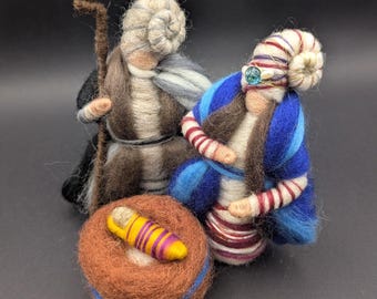 Colorful Nativity Set, Christmas, Mary Joseph Jesus, wool felt, Crèche, handmade, eco-friendly, original fibre art, fairy, fantasy, Waldorf
