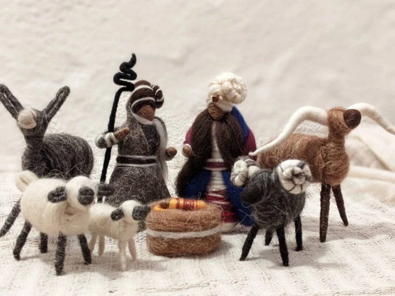 8 Piece Nativity Set With Brown Skin Including Mary Joseph Etsy