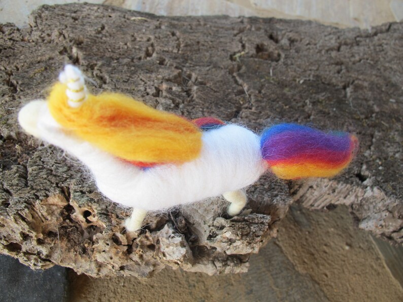Rainbow Unicorn Made From Wool, Merino and Silk Fibre, Needle Felted