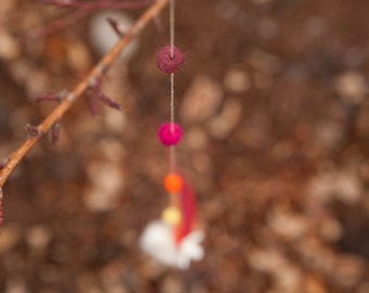 Red Pink Dream Lamb Mobile, Baby mobile, eco-friendly fibres, baby shower, Baby sheep made from natural wool, Natural baby nursery, Newborn