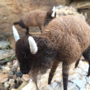 Wool Buffalo Mama, American Bison, needle-felted animal, eco-friendly, Waldorf fibre art, handmade, nativity, art, natural wool, unique gift