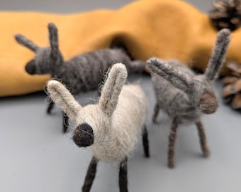 Miniature Baby Donkey in Shades of Gray* eco-friendly* sustainably sourced Christmas gift* Waldorf* Nativity Scene* needlefelted mini animal