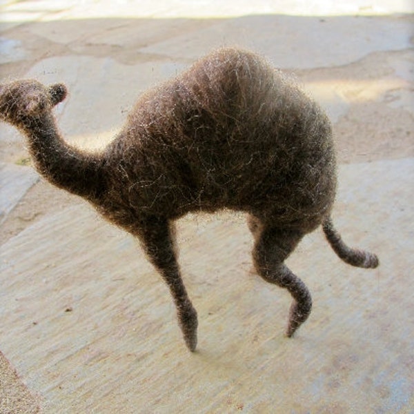 Dromedary/ needle felted miniature animal/ alpaca/ eco friendly gift/ Waldorf/ fibre art/ handmade/ one of a kind/ nativity/ natural wool