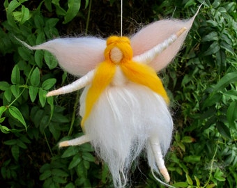 Needle felted wool fairy, ballerina angel with wings, handmade Christmas gift, Natural eco-friendly wool baby mobile, Waldorf inspired doll