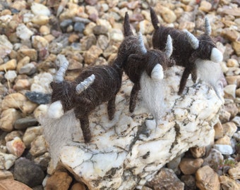Billy Goat, needle felted animal, eco-friendly, Waldorf fiber art, handmade, one of a kind, nativity, natural wool, Christmas gift, Buck