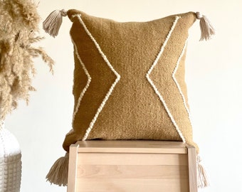 Handwoven Decorative Boho Throw Pillow, Beige Taya Boho Pillow, Handmade Decorative Pillow, Kilim Pillow, Cushion Cover, Throw Pillow
