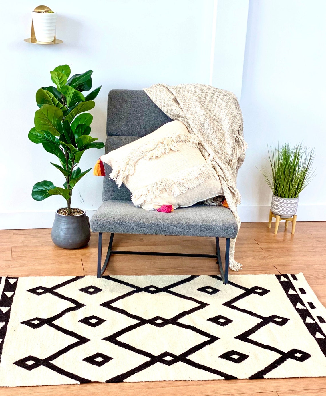 Black Diamonds Rug, 100 Wool, Area Rug, Handmade Kilim Rug, Modern