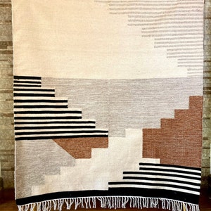 Handwoven Area Rug, Geometric Modern Rug , Kilim Rug, Living Room Rug, Handwoven Rug, 100% Wool Rug, Flat Woven, Modern Bohemian Floor Rug