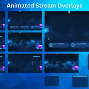 Animated Galaxy Stream Overlay Pack: Twitch, YouTube, VTuber Kit