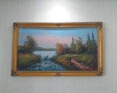 Oil painting landscape plein air Vintage oil painting