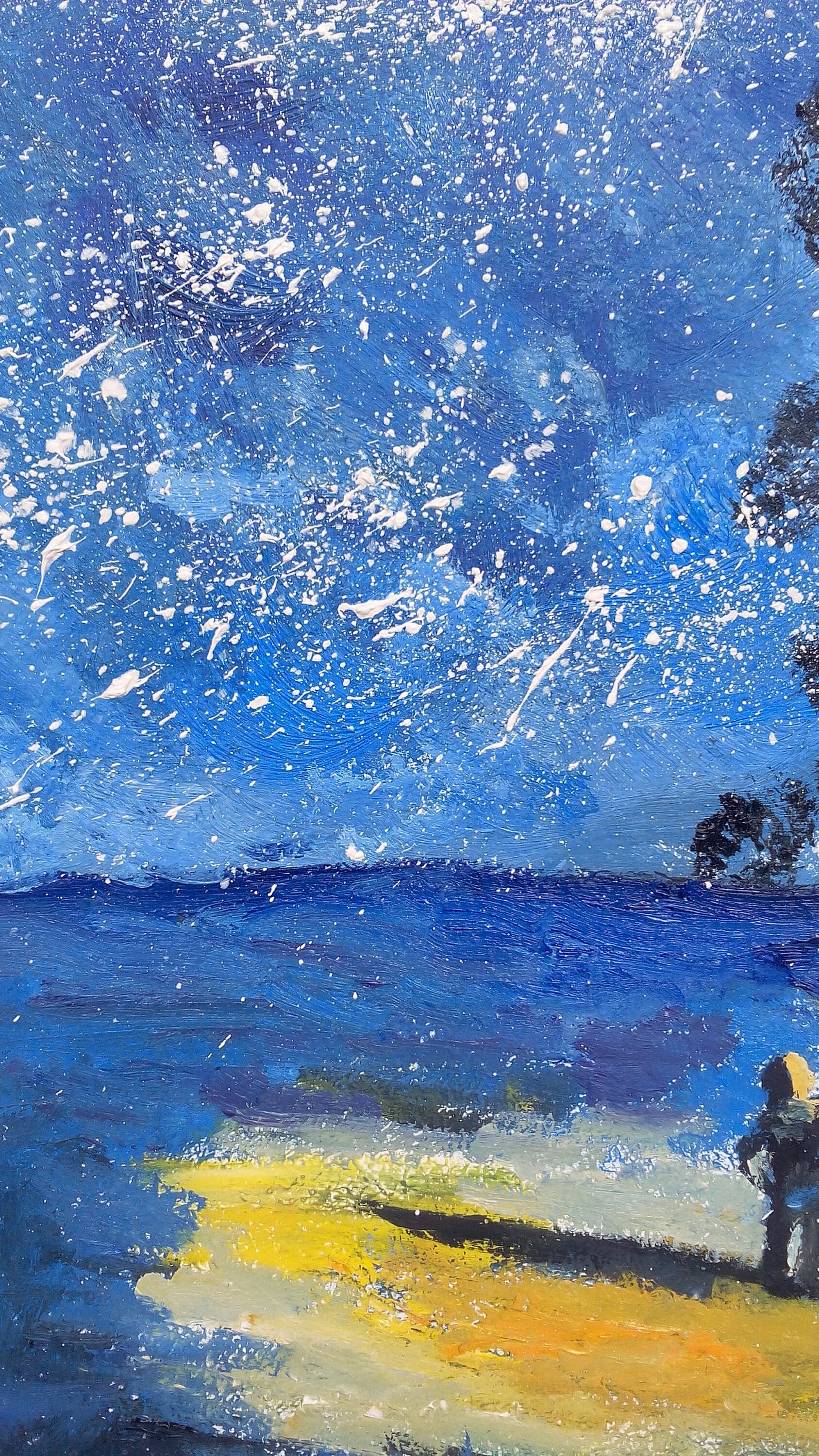 Nachthimmel Gemälde Original Kunst Sternennacht Mensch und | Etsy